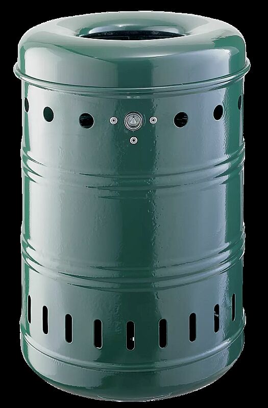 Abfallbehälter BURNABY, Lochoptik, 35 Liter, in RAL 6002 laubgrün