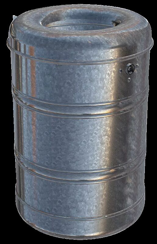 Abfallbehälter BURNABY, Vollblech, 35 Liter, feuerverzinkt