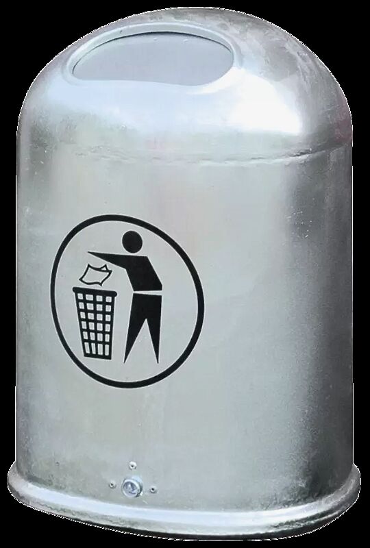 Abfallbehälter DERBY mit Federeinwurfklappe, ohne Ascher, feuerverzinkt