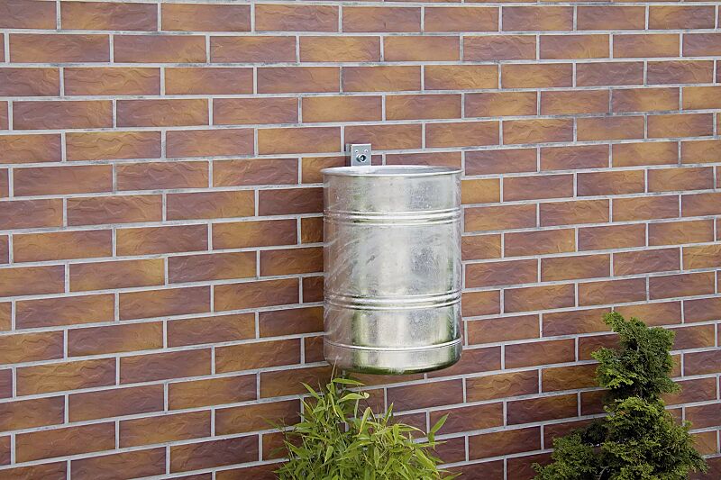 Abfallbehälter BRISTOL, Vollblech, feuerverzinkt, Wandbefestigung