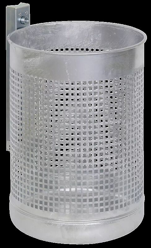Abfallbehälter BRISTOL, Lochoptik, feuerverzinkt, Wandbefestigung