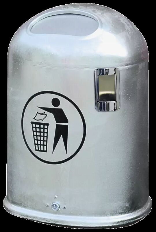 Abfallbehälter DERBY mit Federeinwurfklappe, mit Ascher, feuerverzinkt