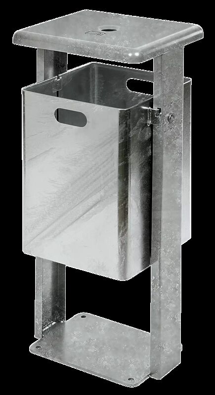 Abfallbehälter ASHINGTON, mit Ascher, zum Aufdübeln, feuerverzinkt