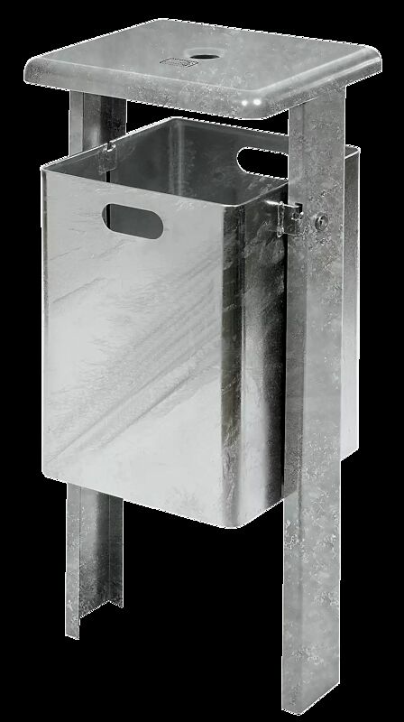 Abfallbehälter ASHINGTON, mit Ascher, zum Einbetonieren, feuerverzinkt
