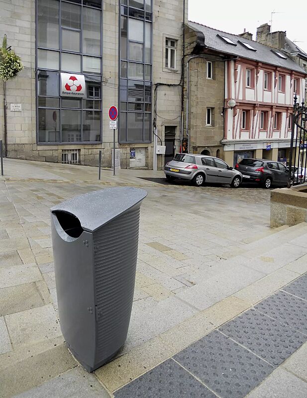 Abfallbehälter NASTRA, Aluminiumguss in RAL 9006 weißaluminium