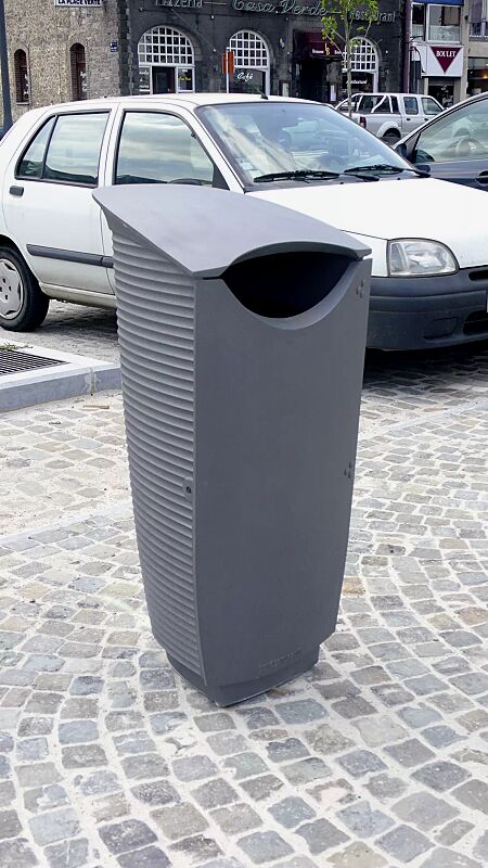 Abfallbehälter NASTRA, Aluminiumguss in RAL 9006 weißaluminium