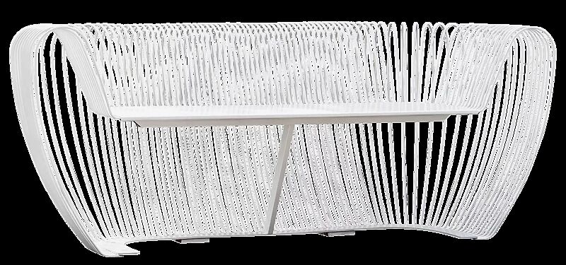 Sitzbank BUBBLE aus Edelstahl, zusätzlich lackiert in RAL 9010 reinweiß