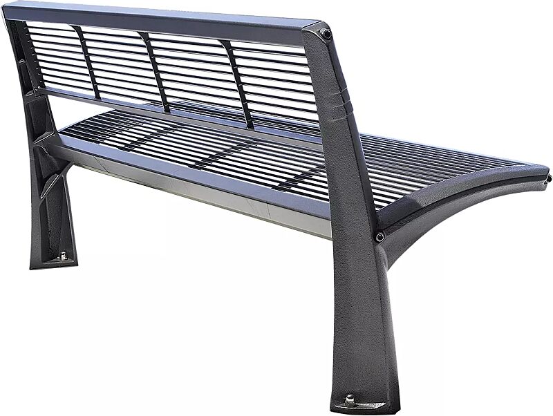 Sitzbank VESTA mit Rückenlehne, Sitzfläche aus Stahl, in RAL 7016 anthrazitgrau