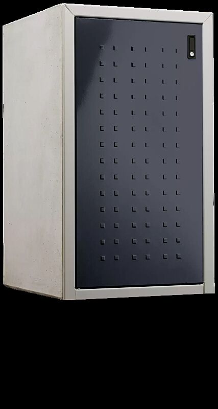 Müllbehälter-Einzelschrank DARWEN, Korpus Sichtbeton glatt, Tür in anthrazitgrau ähnlich RAL 7016