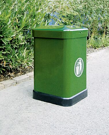 Abfallbehälter MAXI, mit Ascher, in RAL 6001 smaragdgrün