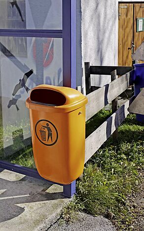 Abfallbehälter YORK aus Kunststoff, in gelborange ähnlich RAL 2000