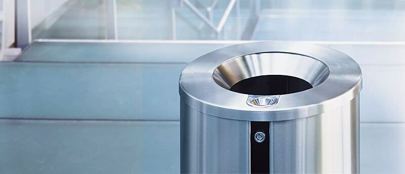 Abfallbehälter CAMPUS SOLO aus Edelstahl, selbstlöschend