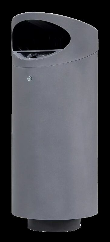 Abfallbehälter TOLUCA, 100 Liter, mit Ascher, zum Aufdübeln, in DB 702 eisenglimmer