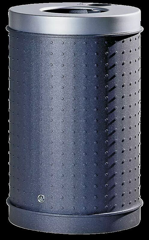 Abfallbehälter CORNWALL mit Ascher, Korpus in eisenglimmergrau, Deckel in RAL 9006 weißaluminium