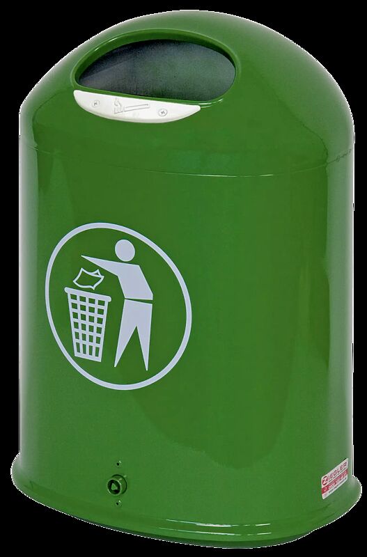 Abfallbehälter DERBY aus Stahlblech, mit Ascher, in smaragdgrün ähnlich RAL 6001