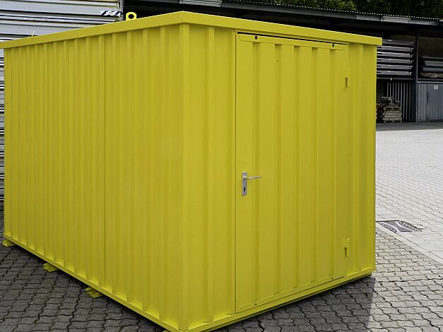 Materialcontainer BOSVILLE, Modell 3, feuerverzinkt und lackiert in RAL 1023 verkehrsgelb, inkl. Boden, Tür an Stirnseite