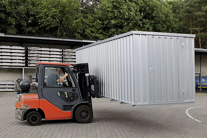 Materialcontainer BOSVILLE, Modell 6, feuerverzinkt, inkl. Boden, Einflügeltür an Stirnseite