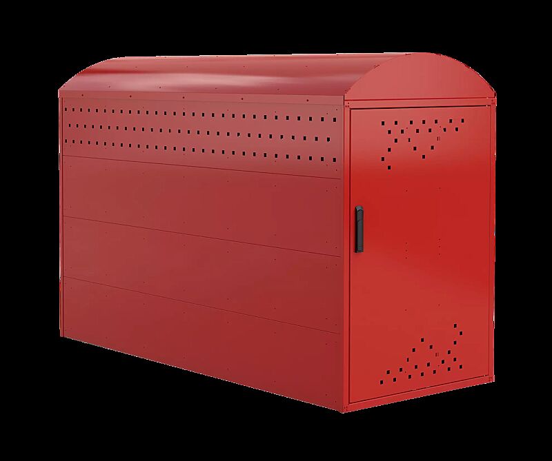 Fahrradgarage LEXINGTON NEW, Grundeinheit mit Bogendach, mit Profilhalbzylinderschloss, Türanschlag DIN rechts, Stahlkonstruktion in RAL 3020 verkehrsrot