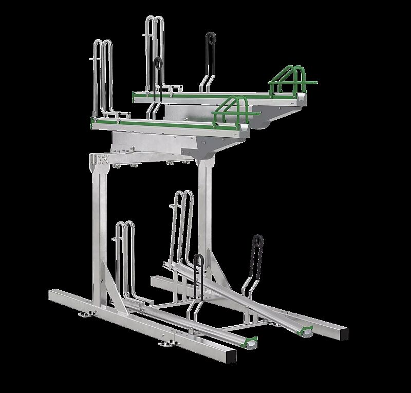 Doppelstock-Fahrradparksystem FLEXHUB PREMIUM, einseitig, 4 Stellplätze