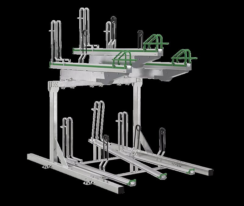 Doppelstock-Fahrradparksystem FLEXHUB PREMIUM, einseitig, 6 Stellplätze