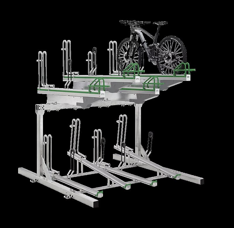 Doppelstock-Fahrradparksystem FLEXHUB PREMIUM, einseitig, 8 Stellplätze