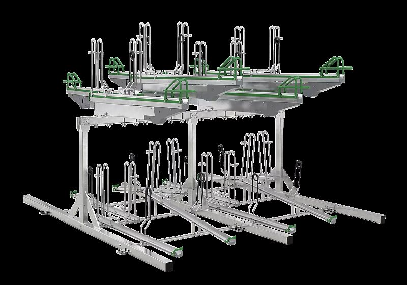 Doppelstock-Fahrradparksystem FLEXHUB PREMIUM, doppelseitig, 16 Stellplätze