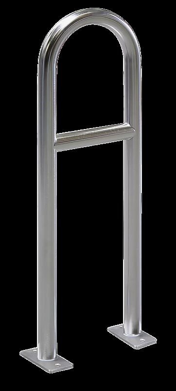 Anlehnbügel LIVORNO mit Quersteg, zum Aufdübeln, Edelstahl