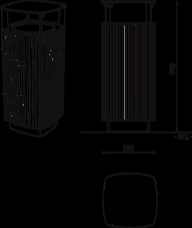 Aluminium, quadratisch, mit Schutzdach, ohne Ascher