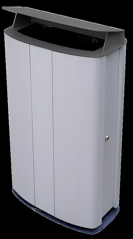 Abfallbehälter MAXIMINIUM, Stahlteile in RAL 9007 graualuminium und RAL 7016 anthrazitgrau