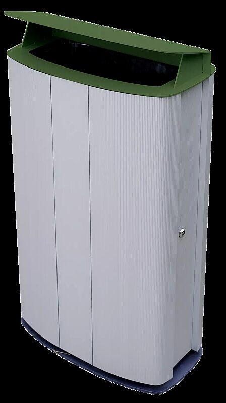 Abfallbehälter MAXIMINIUM, Stahlteile in RAL 6010 grasgrün und RAL 7016 anthrazitgrau