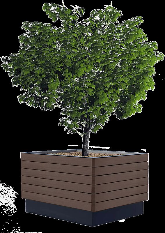 Pflanzbehälter KVETA, 1280 Liter, mit Jatobaholzbelattung, Stahlteile in RAL 7016 anthrazitgrau