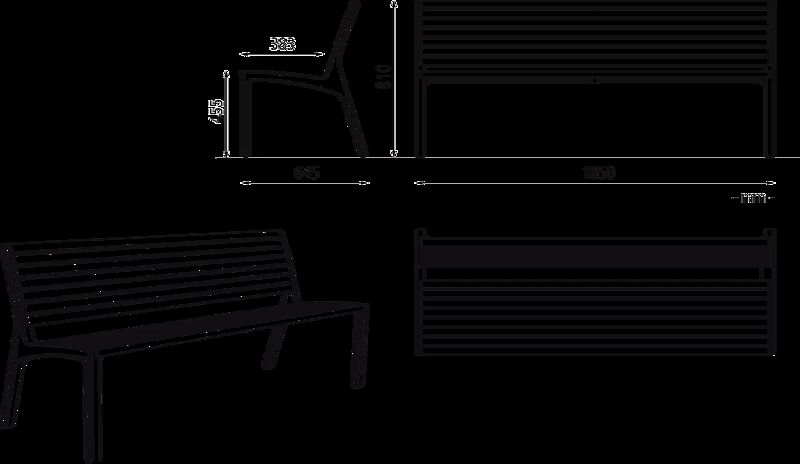 Sitzbank MIELA mit Rückenlehne 