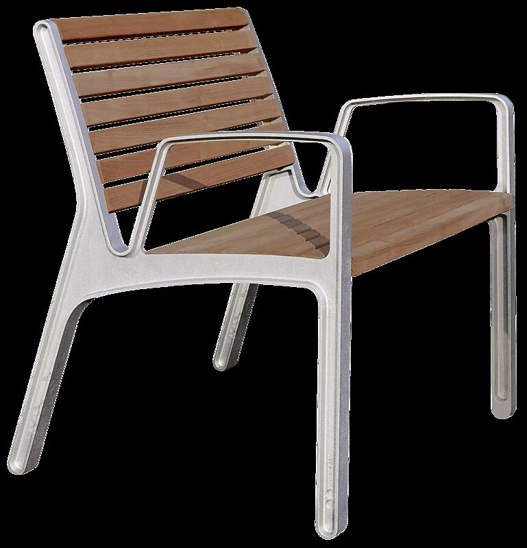 Sitz MIELA mit Armlehnen, mit schmaler Jatobaholzbelattung