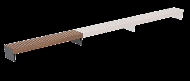 Sitzbank BLOCQ Anfangselement, mit Jatobaholzbelattung, Stahlteile in RAL 9007 graualuminium