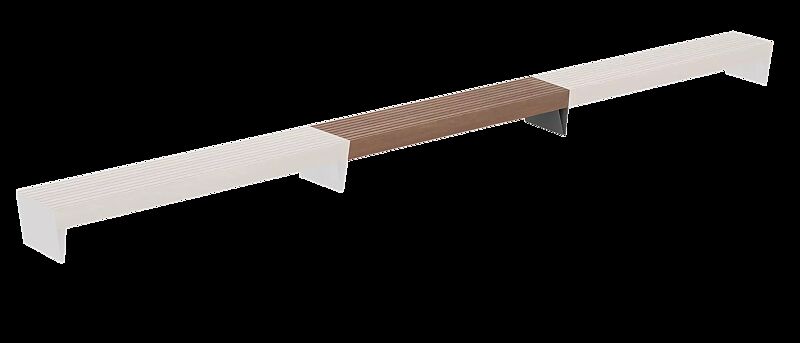 Sitzbank BLOCQ Mittelelement, mit Jatobaholzbelattung, Stahlteile in RAL 9007 graualuminium