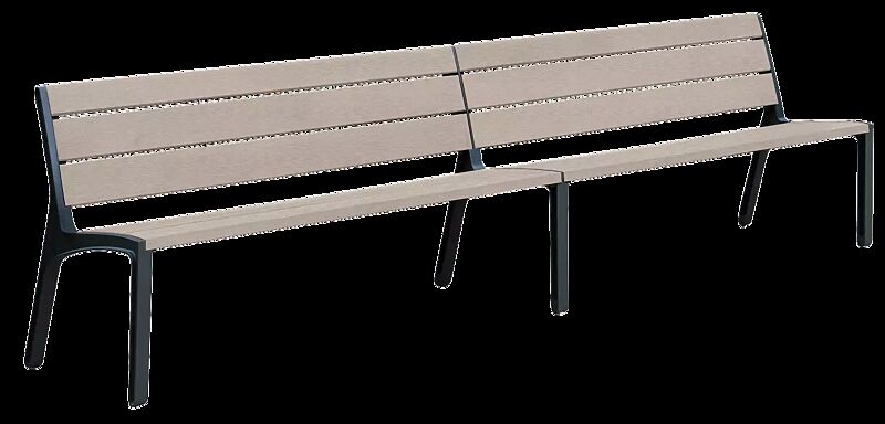 Doppelsitzbank MIELA mit Rückenlehne, mit Resysta®-Belattung, lasiert in natur