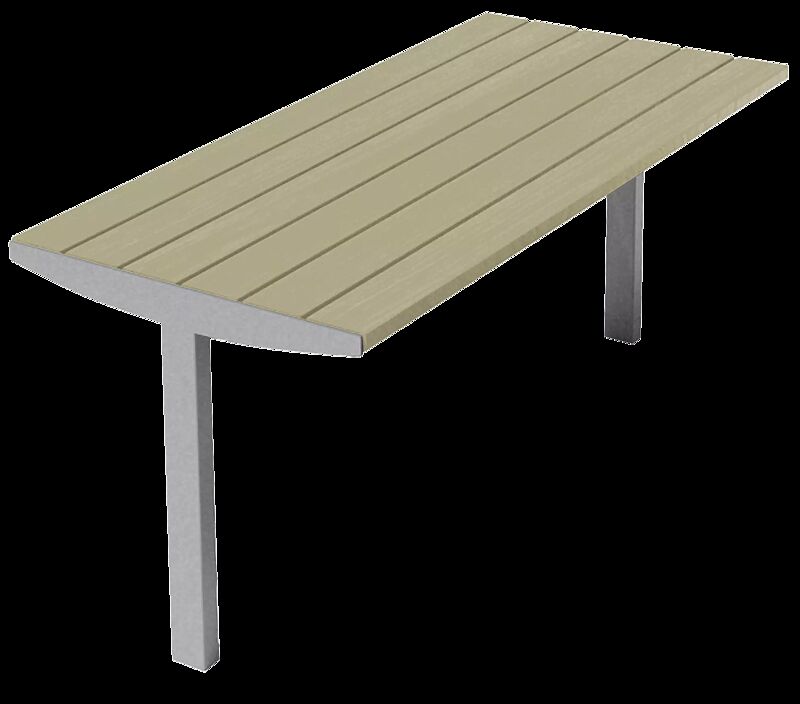 Tisch VERA SOLO mit Resysta®-Belattung, lasiert in natur, Stahlteile in RAL 9007 graualuminium