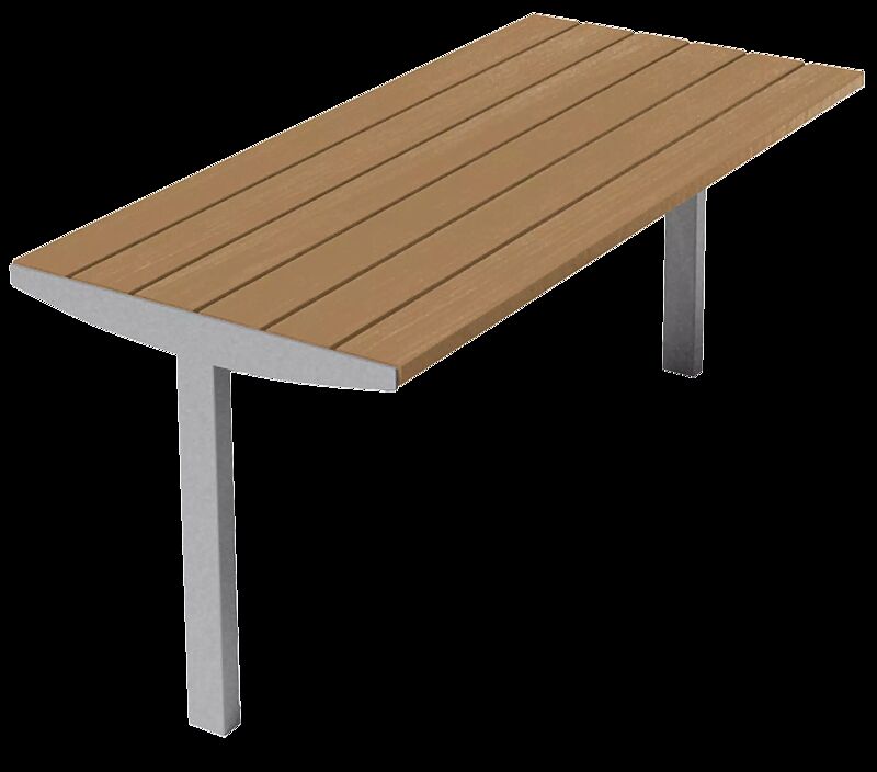 Tisch VERA SOLO mit Resysta®-Belattung, lasiert in pale golden, Stahlteile in RAL 9007 graualuminium