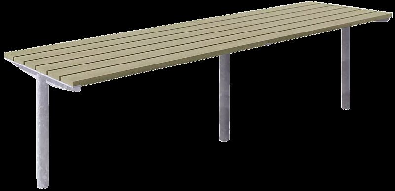 Doppeltisch WOODY mit Resysta®-Belattung, lasiert in natur, Stahlteile in RAL 9006 weißaluminium