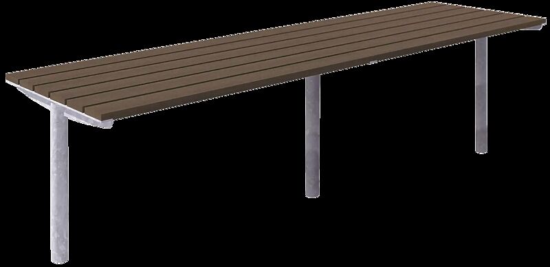 Doppeltisch WOODY mit Resysta®-Belattung, lasiert in siam, Stahlteile in RAL 9006 weißaluminium