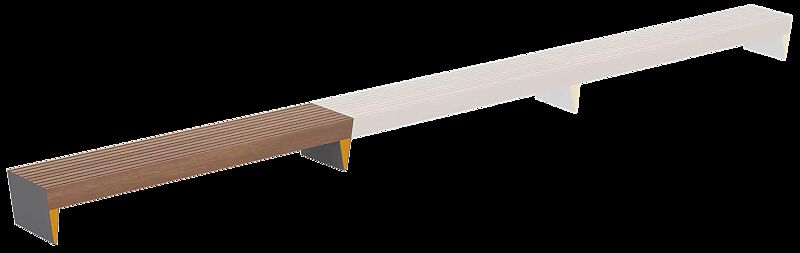 Sitzbank BLOCQ Anfangselement, mit Jatobaholzbelattung, Stahlteile in bicolour