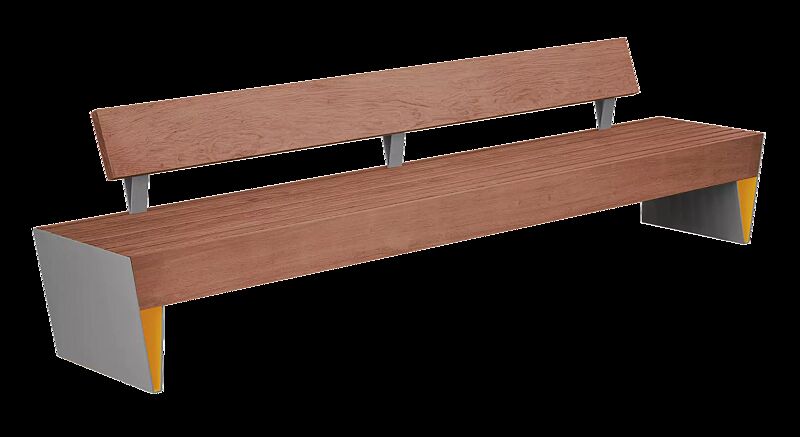 Sitzbank BLOCQ mit Rückenlehne, mit Jatobaholzbelattung, Stahlteile in bicolour