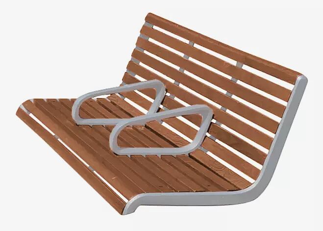 Mauerauflage PORT mit Rückenlehne und mittigen Armlehnen, Breite 1820 mm, mit Jatobaholzbelattung