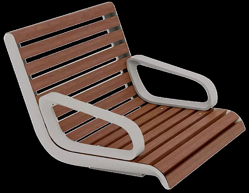 Mauerauflage PORT mit Rückenlehne und seitlichen Armlehnen, Breite 580 mm, mit Jatobaholzbelattung