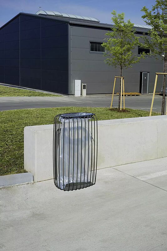 Abfallbehälter TLESK mit Abfallsackhalterung, in RAL 7016 anthrazitgrau