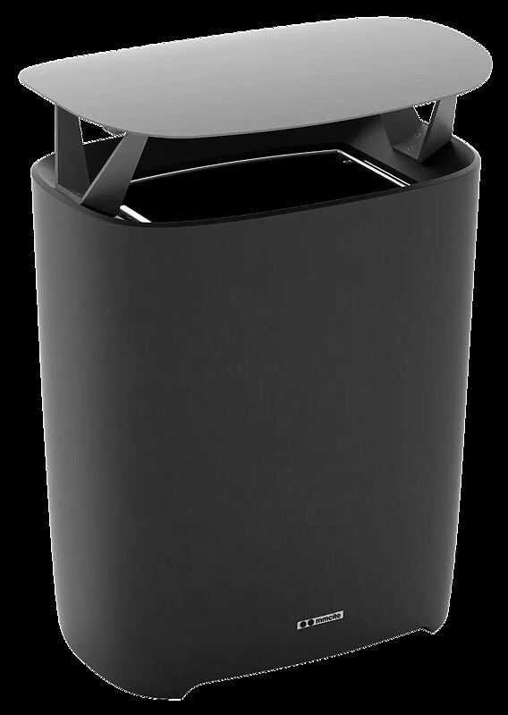 Abfallbehälter BETTER mit Schutzdach, Behälter in dunkelgrau, Schutzdach in RAL 7010 zeltgrau