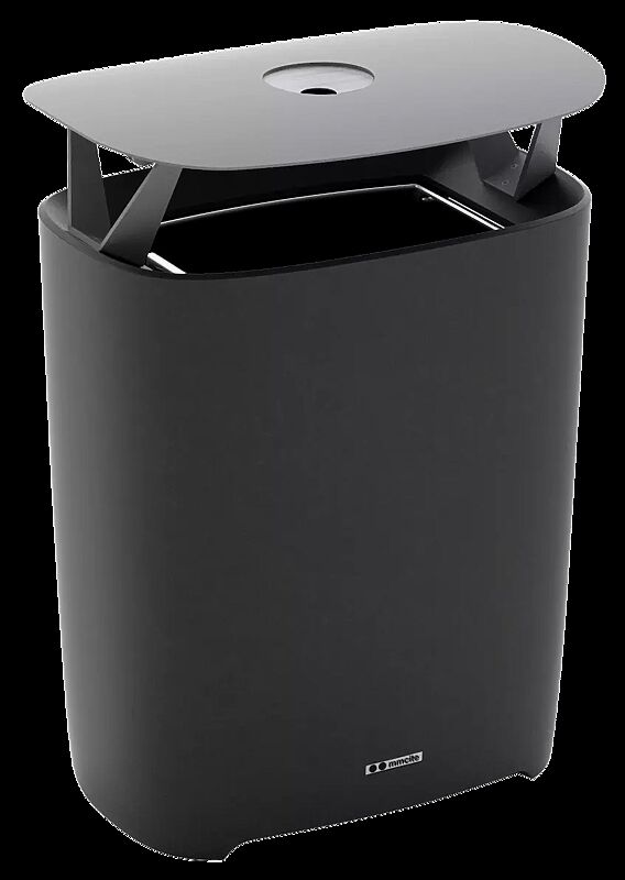 Abfallbehälter BETTER mit Schutzdach und Ascher, Behälter in dunkelgrau, Schutzdach in RAL 7010 zeltgrau