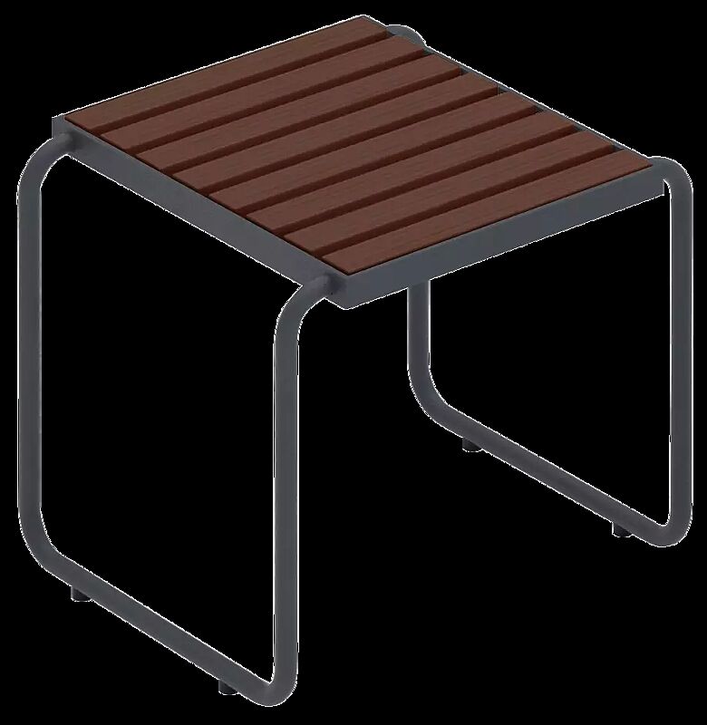 Sitz STACK ohne Rückenlehne, mit Jatobaholzbelattung, Stahlteile in RAL 7024 graphitgrau