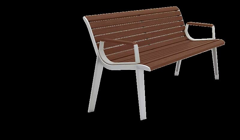 Sitzbank EMAU mit Rückenlehne und Armlehnen, mit Jatobaholzbelattung