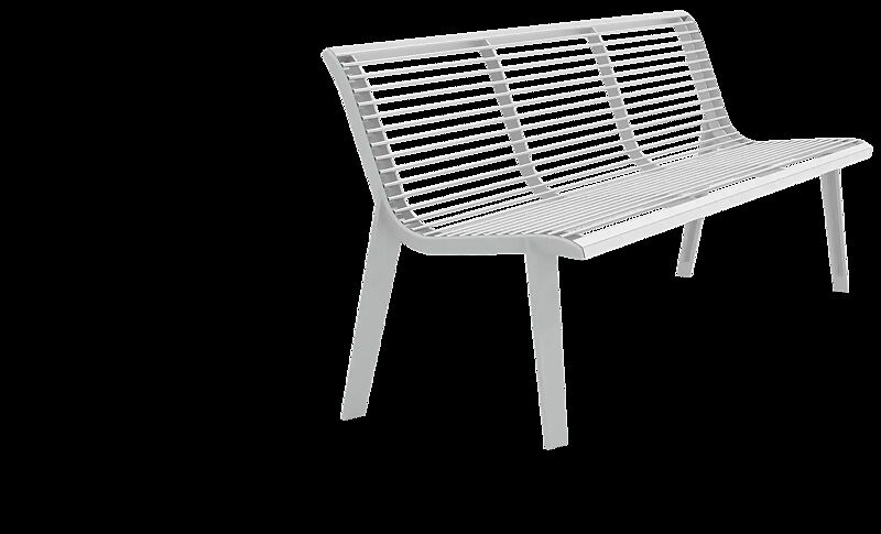 Sitzbank EMAU mit Rückenlehne, Edelstahl